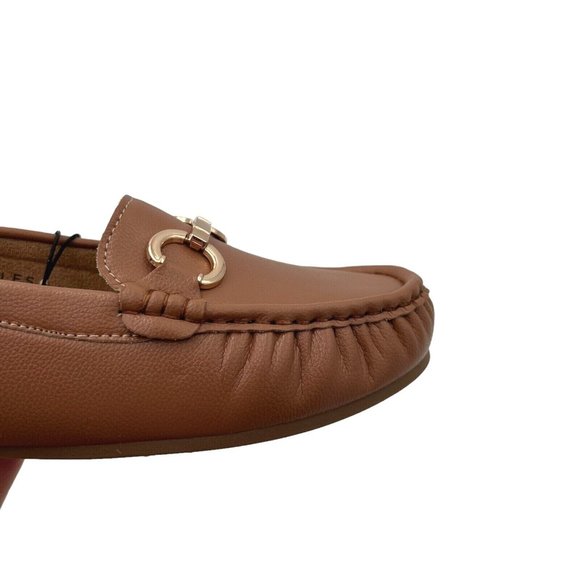 Aerosoles Womens Loafers Size 7.5-9 Wide Cognac Vegan Leather Cushioned Shoes - Picture 4 of 15